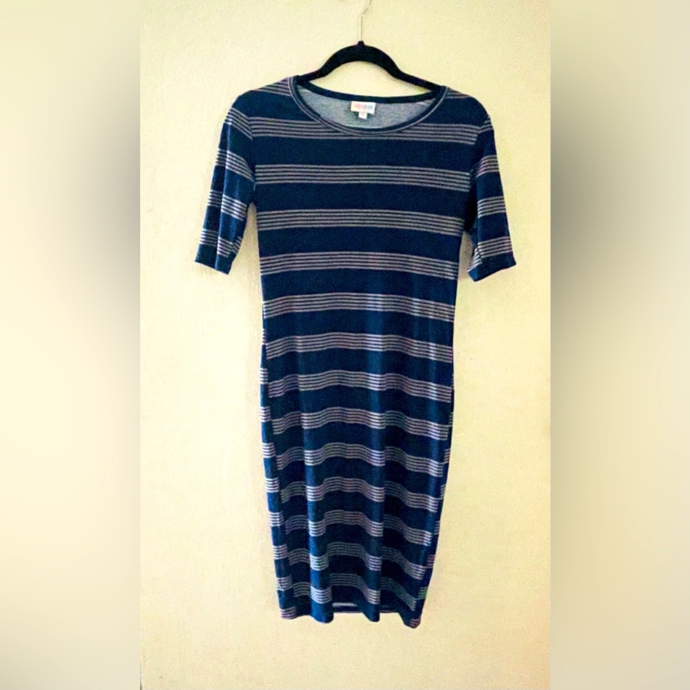 XS Julia Bodycon dress blue with grey stripes